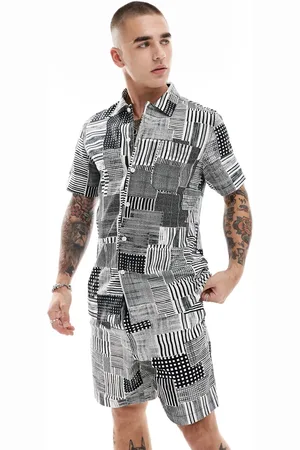 Farah Chiltern co-ord short sleeve shirt in and white archive print