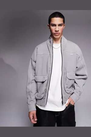 Hugo Blue Nombos loose fit zip through sweatshirt in