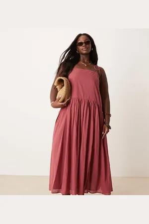 ASOS ASOS DESIGN Curve dropped waist maxi dress in burgundy
