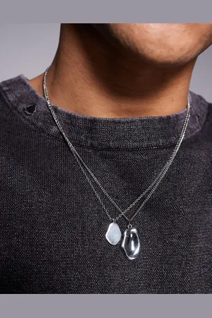 ASOS 2 pack necklace with molten pendants in tone