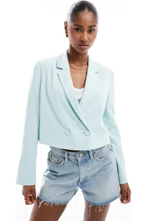 Stradivarius Crinkle cropped blazer in