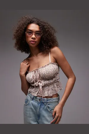 Emory Park Tie detail floral print cami top in pink