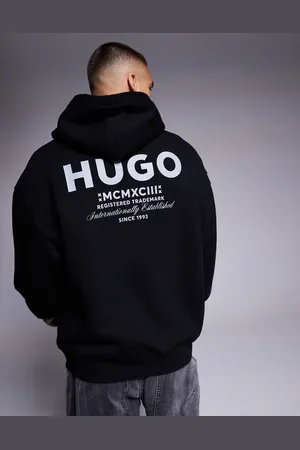 Hugo Blue Loose fit Nazardo logo hoodie in