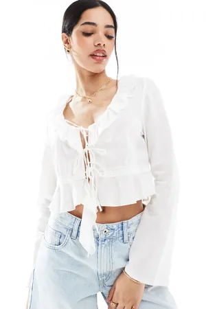 Bershka Ruffle detail top in