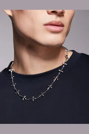 ASOS Waterproof stainless steel chain necklace with cross pendant detail in tone