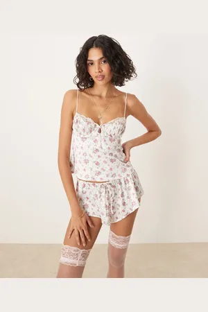 For Love & Lemons Thats Amore sleep cami top in white floral co-ord