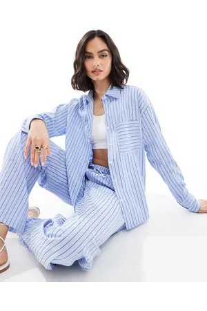 Threadbare Oversized button down shirt co-ord in stripe