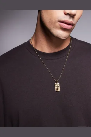 ASOS Waterproof stainless steel chain necklace with dog tag pendant in tone