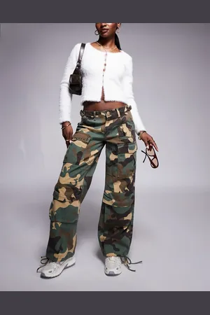 Liquor N Poker Low rise camo baggy jeans with stud detail in