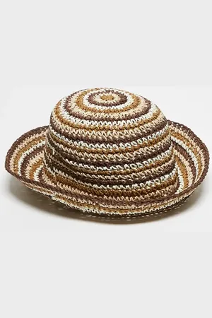 Reclaimed Unisex crochet bucket hat in brown and cream