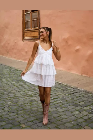 South Beach X Misha Grimes broderie tiered mini beach dress in