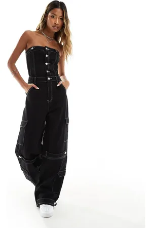 Liquor N Poker Denim bandeau jumpsuit