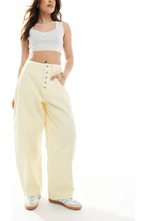 ASOS Button fly barrel leg jean in buttermilk
