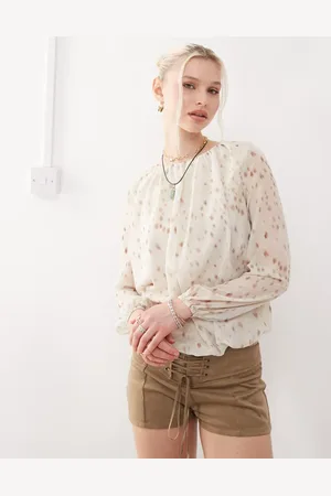 Motel Seita bambi print oversized blouse in ivory