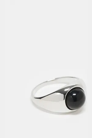 ASOS Signet ring with black agate stone in tone