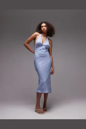 Emory Park Check halter midi dress in