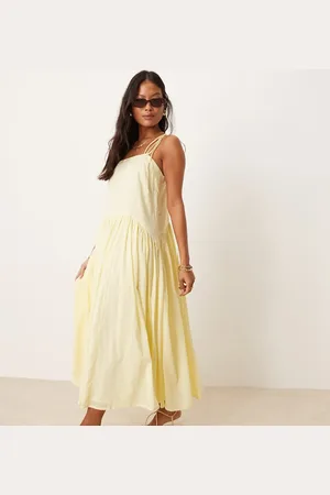 ASOS ASOS DESIGN Petite dropped waist maxi dress in lemon