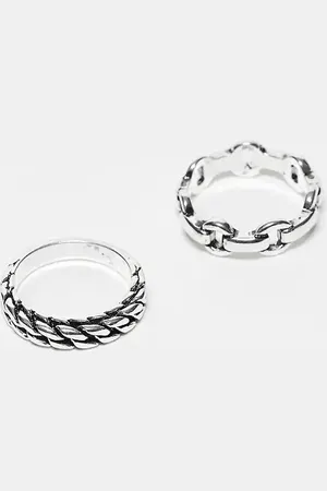 ASOS 2 pack chain and plait rings in tone