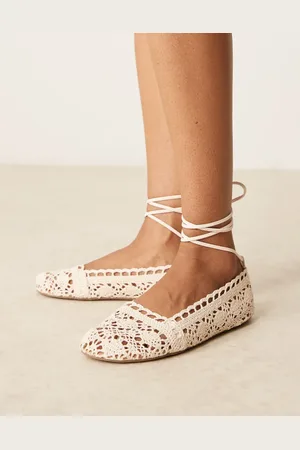 ASOS Larissa ankle-tie ballets in natural crochet