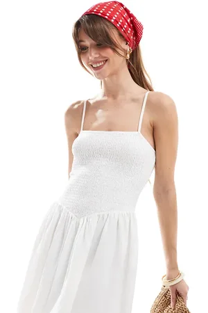 The Frolic Exclusive cami square neck shirred dropped waist mini dress in