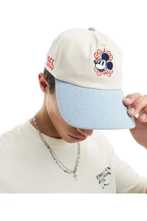 ASOS Disney Mickey Mouse cap in ecru and denim
