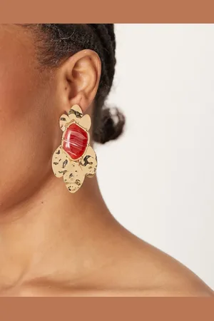 ASOS Drop earrings with hammered semi precious detail in tone