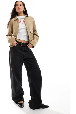 Stradivarius Faux suede jacket in sand