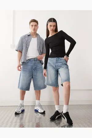 Weekday Astro Unisex baggy denim shorts in