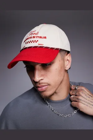 ASOS Cap with rope detail and embroidery in with contrast peak