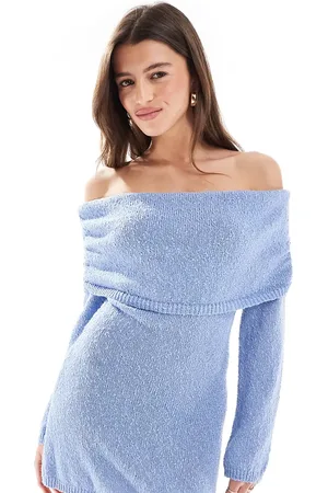 The Frolic Exclusive textured knit bardot mini dress in