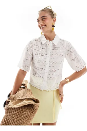 Brave Soul Short sleeve lace detail shirt in