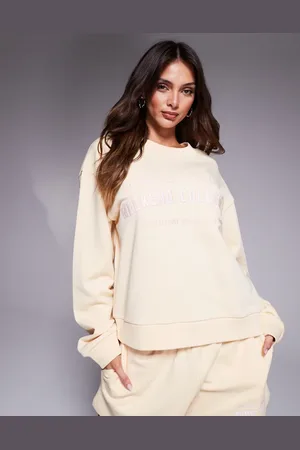 ASOS Weekend Collective sweatshirt with embroidered logo in buttermilk