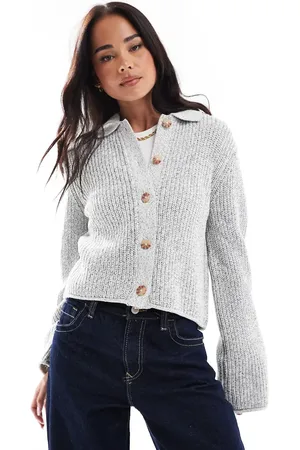 ASOS Cropped collar cardigan in mono twist yarn