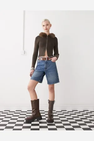 COLLUSION Denim dad shorts in midwash