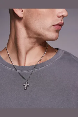 ASOS Waterproof stainless steel chain necklace with crystal cross pendant in tone