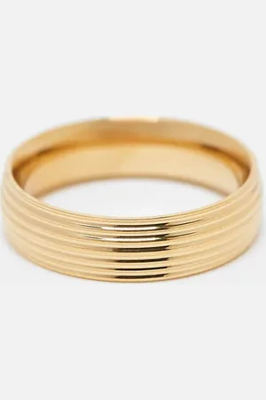 ASOS Waterproof stainless steel band ring with emboss detail in tone