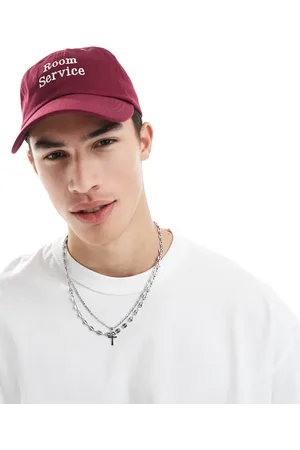 ASOS Room service logo embroidered cap in burgundy