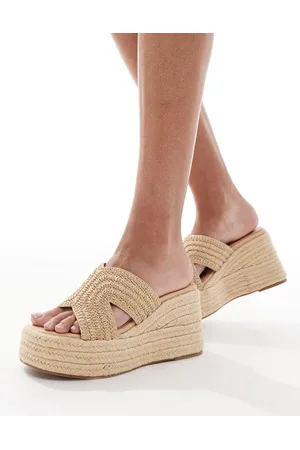 Schuh Valetta espadrille wedge heeled sandals in natural raffia