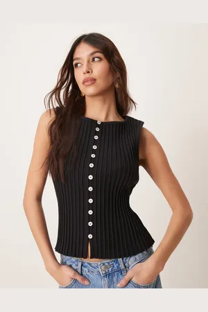 Free People Tilly ribbed button through vest in