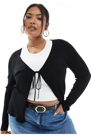 ONLY Tie front ribbed cardigan in