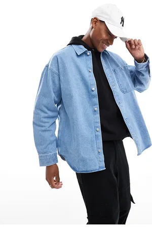 JACK & JONES Oversized heavy denim overshirt in washed