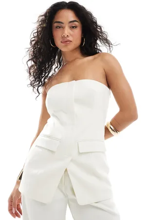 4th & Reckless Tailored bandeau split front top co-ord in cream