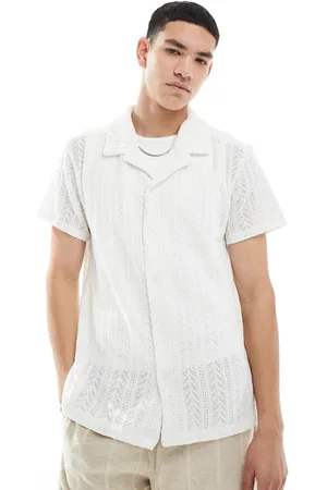 Brave Soul Open knit textured short sleeve shirt in