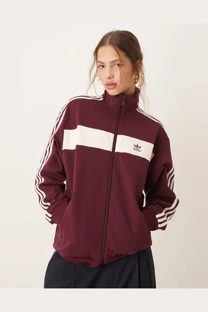 adidas Retro track jacket in burgundy