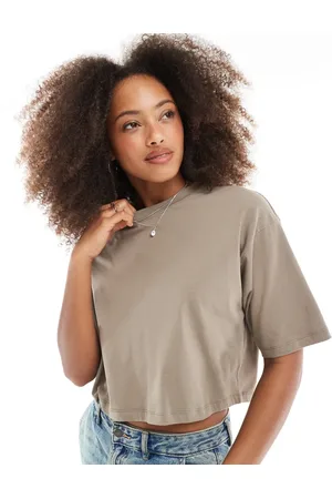 JJXX Oversize crop tee in beige