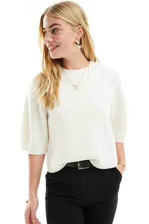& OTHER STORIES Merino wool short sleeve knitted rib sweater in soft