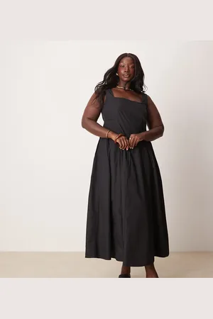 ASOS ASOS DESIGN Curve scoop neck pleat waist maxi dress in