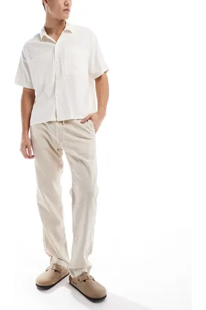 JACK & JONES Relaxed fit linen trouser in beige