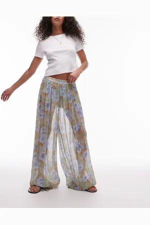 MANGO Volume blown out floral trousers in pale