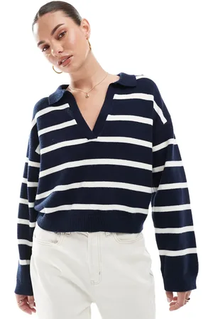 Cotton On Cotton On luxe collar sweater in total eclipse stripe